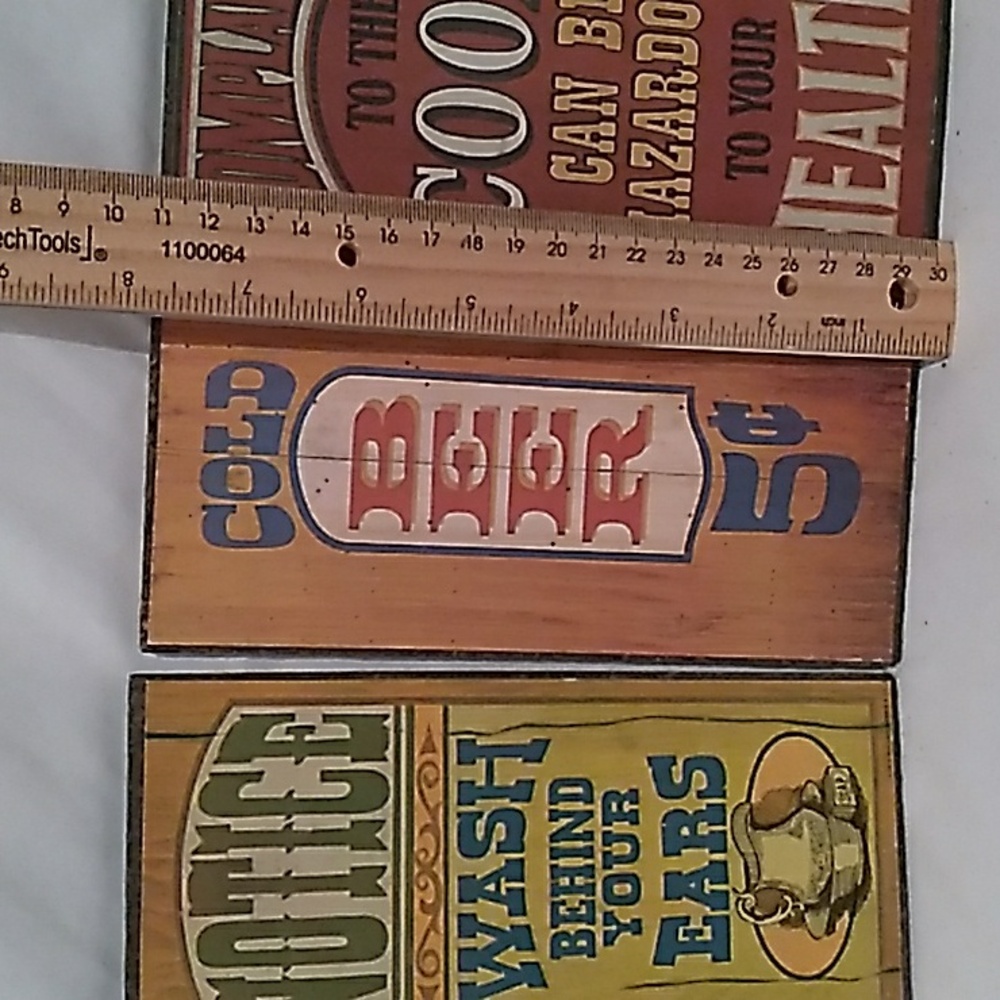 Vintage 1970's Wallace Berrie & Co. Wooden Novelty Signs Set of 3 (B5) - Picture 8 of 9